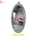 Large Oval Shaped Silver Metal Mirror