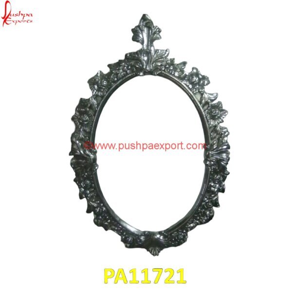 Floral Carved Oval Shaped Mirror Frame PA11721 White Metal Hall Console, White Metal Mirror Frame, Metal White Bed Frame, Silver Frame, Silver Frame Mirror, Silver Frame Pictures, Silver Vanity, 11x14 Silver Frame, 16x20 Silver Frame.jpg