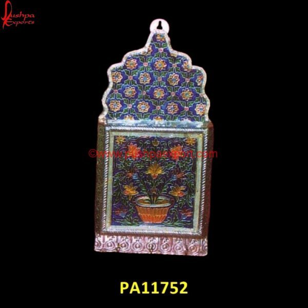 Small Meenakari Key Holder PA11752 white metal key holder for wall, white metal key holder, white metal wall hanging key holder, white metal personalised key holder, wooden keyholder, wooden key holder for wall, wooden.jpg