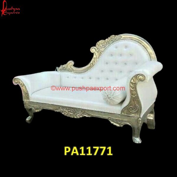 White Metal Diwan PA11771 Carved Daybed Frame, Carved Indian Daybed, Carved Ottoman, Carved Swan Chaise Lounge, Carved Teak Daybed, Carved Wood Day Bed, Carved Wood Ottoman, Day Bed White Metal, Daybed Carved.jpg