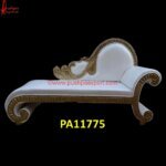 Carving Daybed White and Golden Wedding Diwan