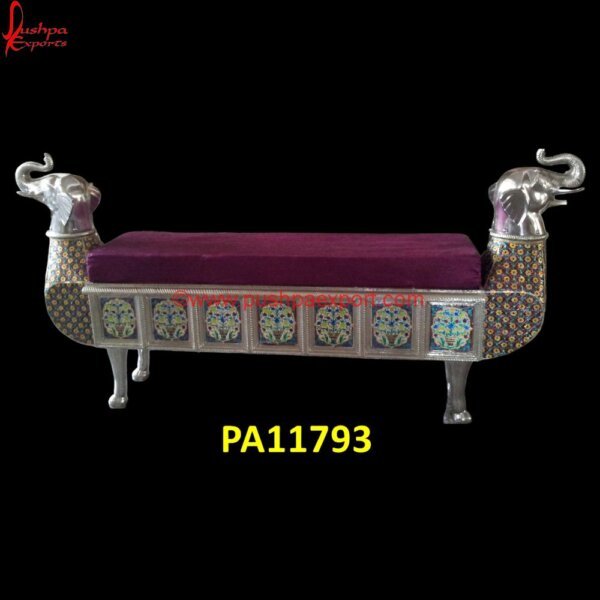 Carved Wooden Elephant Head Bench PA11793 White Metal Full Size Daybed, White Metal Furniture Udaipur, White Metal Outdoor Chaise Lounge, White Metal Single Day Bed, White Metal Twin Daybed, Black And White Metal Daybed, Full.jpg