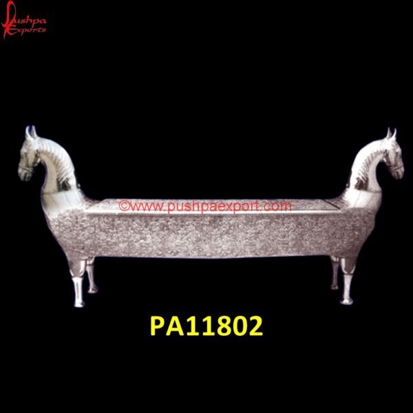 Horse Head White Metal Bench With Floral Meenakari PA11802 White Full Metal Daybed, White Metal Diwan, White Metal Lounger, Carved Wood Daybed, Carving Daybed, Silver Chaise Lounge, Silver Daybeds, White Metal Day Bed, White Metal Daybeds, Antique.jpg