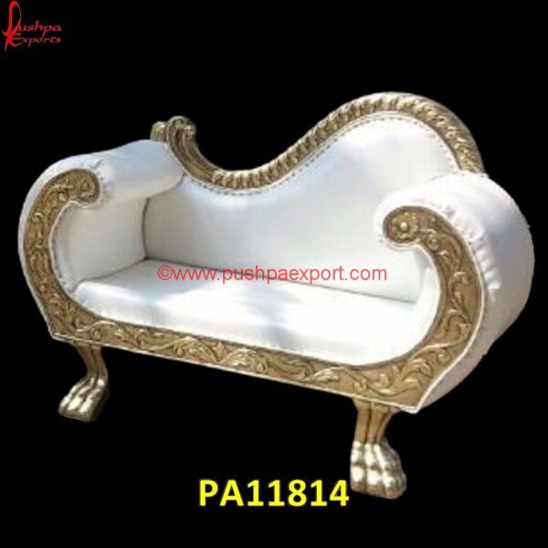 White and Golden Wedding Diwan Sofa PA11814 Carved Day Bed, Carved Daybed Frame, Carved Indian Daybed, Carved Ottoman, Carved Swan Chaise Lounge, Carved Teak Daybed, Carved Wood Day Bed, Carved Wood Ottoman, Day Bed White Metal.jpg