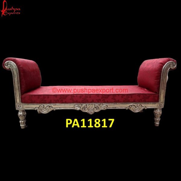 Carved Indian Bench PA11817 Carved Ottoman, Carved Swan Chaise Lounge, Carved Teak Daybed, Carved Wood Day Bed, Carved Wood Ottoman, Day Bed White Metal, Daybed Carved, Daybed Silver, Hand Carved Wood Daybed.jpg