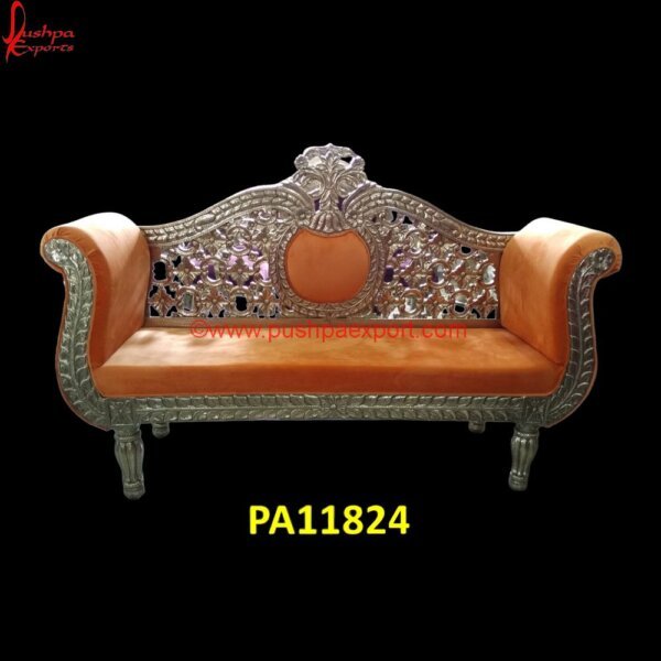 Carving Daybed for Wedding PA11824 Daybed Silver, Hand Carved Wood Daybed, Indian Carved Daybed, Jhula Daybed, Silver Day Bed, Silver Metal Day Bed, Silver Metal Daybed, Silver Velvet Chaise Lounge, Teak Carved Daybed.jpg