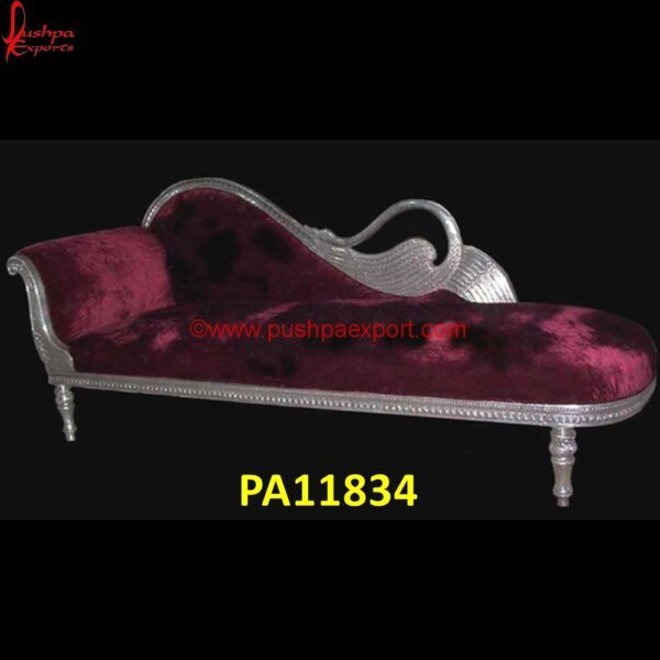 Carved Swan Chaise Lounge PA11834 White Metal Daybed With Floral Finials, White Metal Full Size Daybed, White Metal Furniture Udaipur, White Metal Outdoor Chaise Lounge, White Metal Single Day Bed, White Metal Twin Daybed.jpg