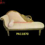 Brass Metal Carved Swan Chaise Lounge