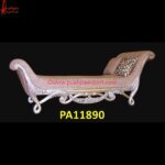 Floral Carved White Metal Chaise Lounge