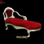 Majestic Red Velvet Silver Metal Day Bed