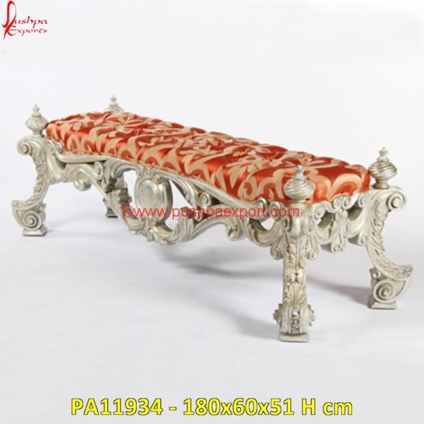 Heavy Carved White Metal Bench PA11934 White Metal Lounger, Carved Wood Daybed, Carving Daybed, Silver Chaise Lounge, Silver Daybeds, White Metal Day Bed, White Metal Daybeds, Antique White Metal Daybed, Bali Carved Daybed.jpg