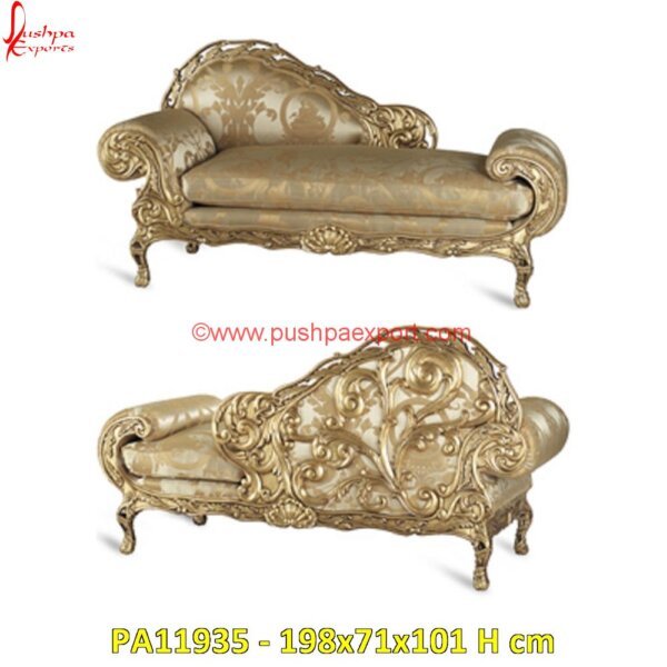 Golden Victorian Wooden Carved Brass Metal Settee PA11935 Carved Wood Daybed, Carving Daybed, Silver Chaise Lounge, Silver Daybeds, White Metal Day Bed, White Metal Daybeds, Antique White Metal Daybed, Bali Carved Daybed, Balinese Carved Daybed.jpg