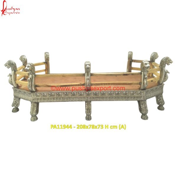 White Metal Lion Face Carved Daybed Frame PA11944 (A) Carved Swan Chaise Lounge, Carved Teak Daybed, Carved Wood Day Bed, Carved Wood Ottoman, Day Bed White Metal, Daybed Carved, Daybed Silver, Hand Carved Wood Daybed, Indian Carved Daybed.jpg