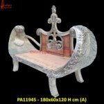 Wooden Antique Silver Maharaja White Metal Daybed