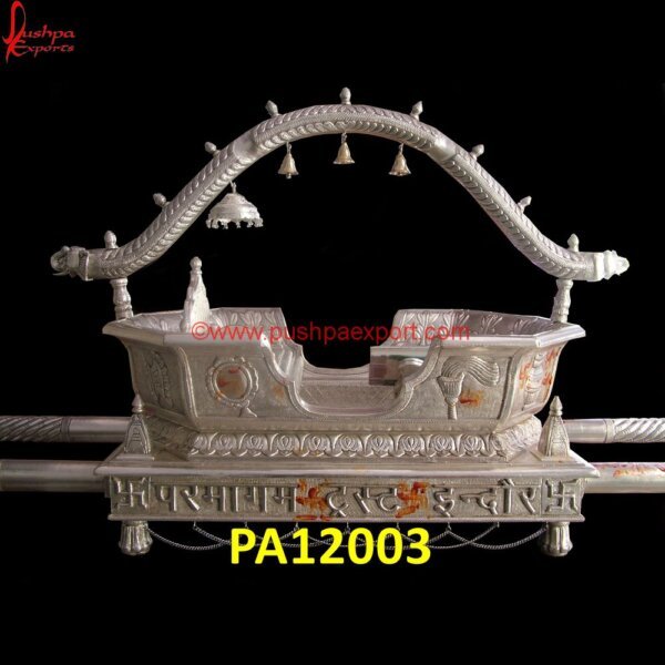 White Metal Doli PA12003 White Metal Wedding Arch, White Metal Doli, White Metal Palki, White Metal Wedding Doli, White Metal Wedding Palki, Lotus Shape White Metal Wedding Palki, White Metal Palki For Queen.jpg