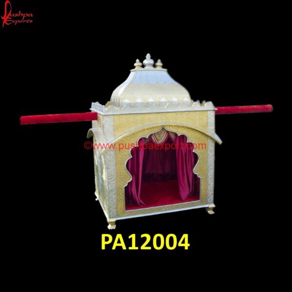 White Metal Palki PA12004 White Metal Wedding Arch, White Metal Doli, White Metal Palki, White Metal Wedding Doli, White Metal Wedding Palki, Lotus Shape White Metal Wedding Palki, White Metal Palki For Queen.jpg