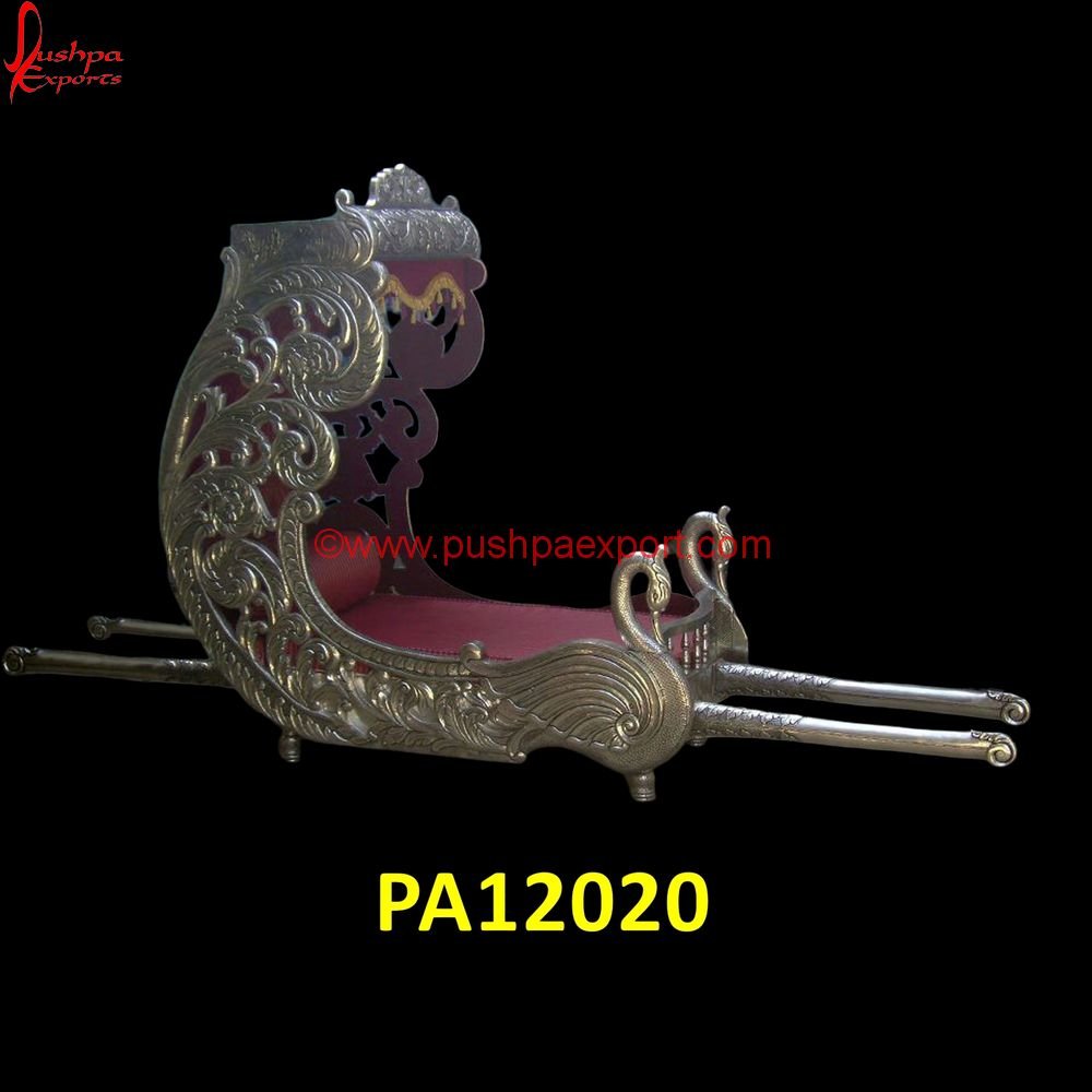 Silver Coated Wooden Peacock Wedding Doli PA12020 White Metal Wedding Arch, White Metal Doli, White Metal Palki, White Metal Wedding Doli, White Metal Wedding Palki, Lotus Shape White Metal Wedding Palki, White Metal Palki For Queen.jpg