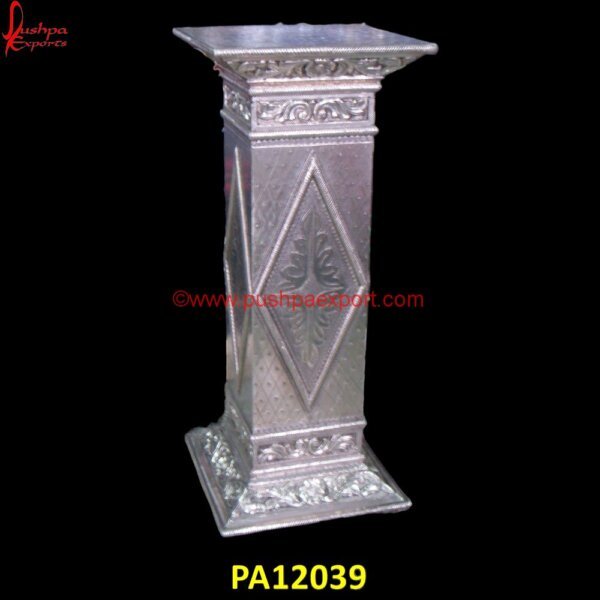 White Metal Pillar PA12039 carved corner tables, carved side tables, corner tables, hand carved pillars, home décor, nightstand, round side table, side tables, small side tables, white metal corner stands,.jpg