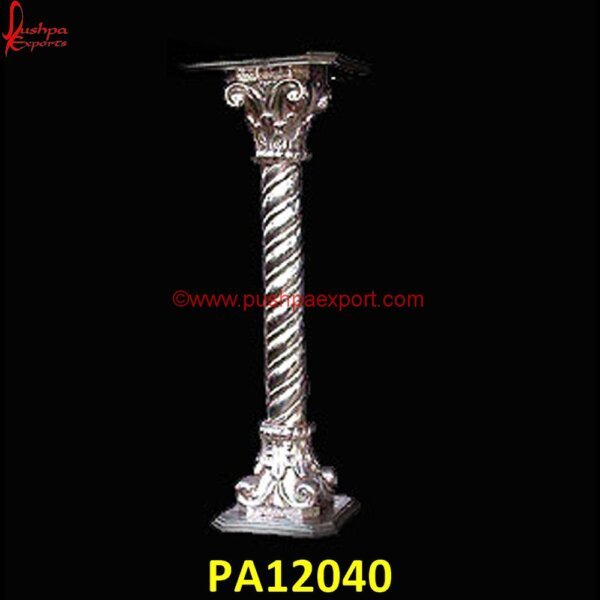 White Metal Side Stand PA12040 carved side tables, corner tables, hand carved pillars, home décor, nightstand, round side table, side tables, small side tables, white metal corner stands, white metal corner table.jpg