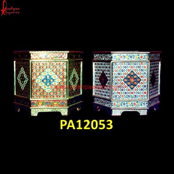 White Metal Meenakari Planter PA12053 large silver planter,silver and gold planter,silver metal planter,silver plant stand,silver planter with stand,silver planters,tall white metal planters,vase with silver overlay,white.jpg