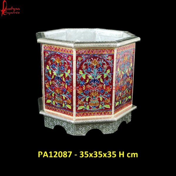 Silver Meenakari Planter PA12087 silver vase,antique silver planter,indoor silver planter,large silver planter,silver and gold planter,silver metal planter,silver planter with stand,silver planters,silver rectangular.jpg