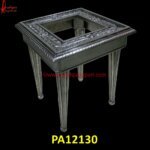 White Metal And Glass Top Bed Side Table