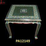 Meenakari White Metal Bed Side Table