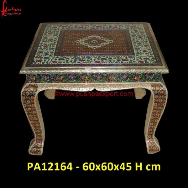 Meenakari Work Bed Side Table PA12164 silver living room side tables, silver round bedside table, tallboy bedside cabinets, teak bedside cabinet, traditional bedside cabinets, victorian bedside cabinets, vintage french.jpg