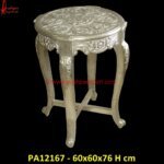 White Metal Round Bedside Table