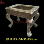 White Metal Embossed Antique Bedside Table