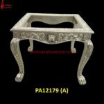 Hand Carved White Metal Bed Side Table