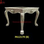 Hand Carved White Metal Bed Side Table