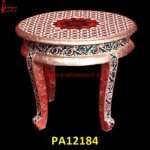 Round Meenakari Bed Side Table