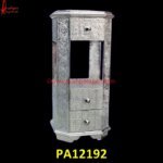 Antique Style White Metal Bedside Cabinet