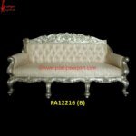 Sofa White Metal with Floral Pattern