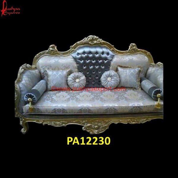 Brass Metal Majestic Gold Carved Sofa PA12230 Royal Carving Sofa, Silver 3 Seater Sofa, Silver 4 Seater Sofa, Silver Antique Furniture, Silver Chaise Sofa, Silver Couch Table, Silver Embossed Furniture, Silver Furniture From India.jpg