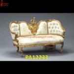 Floral Carving Brass Metal Sofa