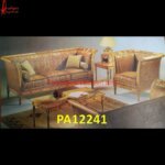 Brass Metal Wood Carved Sofa