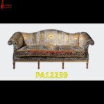 Brass Metal Carved Teak Wood Sofa Set