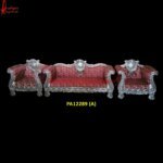 Floral Embossed Decorative Silver Carved Sofa