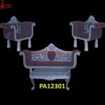 Silver Metal Teak Wood Carving Sofa Set