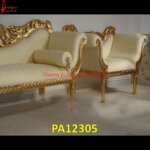 Floral Carved Brass Metal Victorian Sofa