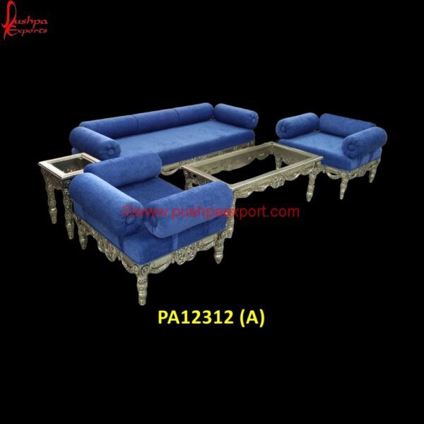 Floral Carving Silver Chaise Sofa PA12312 (A) Hand Carved Wooden Sofa Set, Indian Carved Sofa, Large Silver Sofa, Metal Sofa Chair, Metal Sofa Set, Royal Carving Sofa, Silver 3 Seater Sofa, Silver 4 Seater Sofa, Silver Antique Sofa.jpg