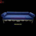 Floral Carving Silver Chaise Sofa