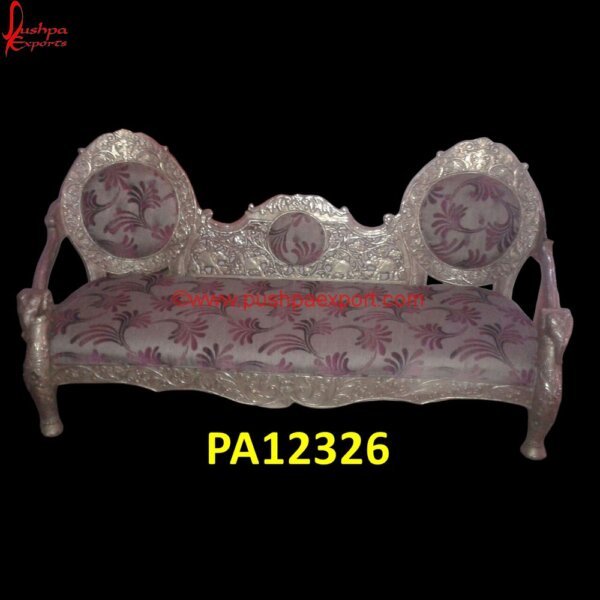 Silver Plated Wood Carved Sofa PA12326 White Metal Furniture, White Metal Furniture From Udaipur, White Metal Handicrafts, White Metal Jhula, White Metal Sofa, White Metal Sofa Table, White Metal Couch, Carved Sofas, Metal.jpg