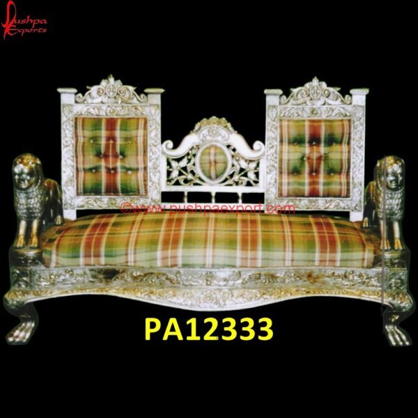 Lion Silver Settee PA12333 Carved Sofas, Metal Sofa Table, Silver Couch, Silver Furniture Bedroom, Silver Furniture Living Room, Silver Sofa, Silver Sofa Sets, Silver Sofa Table, Sofa Metal, Sofa Metal Legs, White.jpg