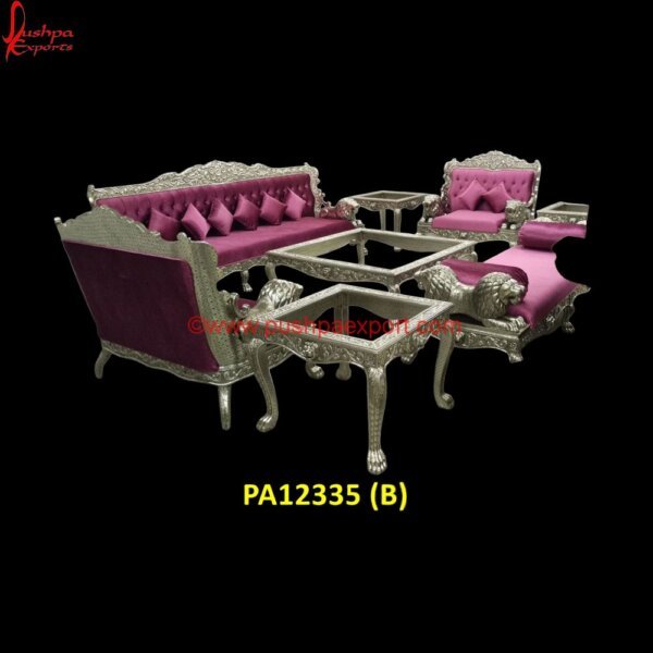 PA12335 (B) Silver Sofa Sets, Silver Sofa Table, Sofa Metal, Sofa Metal Legs, White Metal Coffee Table, White Metal Console Table, White Metal End Table, White Metal Table, Wood Carved Sofa, 2 Seater.jpg