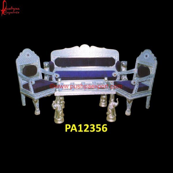 Metal Sofa Chair PA12356 Silver Furniture Manufacturer, Silver Furniture From Udaipur, Silver Furniture For UK, Silver Settee, Silver Sofa Side Table, Simple Metal Sofa Design, Teak Wood Carving Sofa Sets.jpg