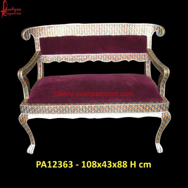 Meenakari Silver Metal Bench PA12363 White Metal Furniture, White Metal Furniture From Udaipur, White Metal Handicrafts, White Metal Jhula, White Metal Sofa, White Metal Sofa Table, White Metal Couch, Carved Sofas, Metal.jpg