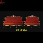 Tufted Red Velvet Carved Sofa